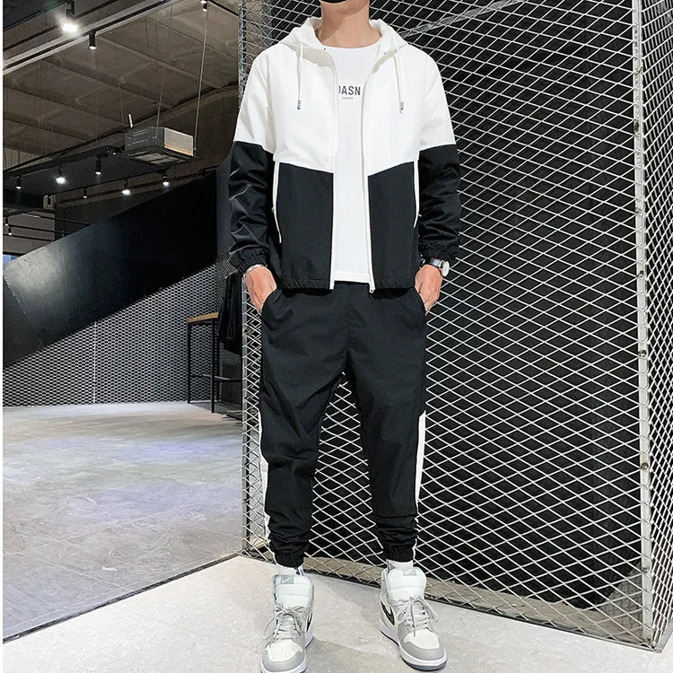 M-6XL-New-Men's-Sportswear-Set-from-Japan-South-Korea-Autumn-Casual-Wear-Men's-Hooded-Jacket-Leg-Tied-Pants-Trendy-Casual-Suit
