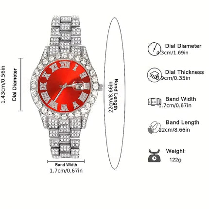 3 pezzi orologio a catena cubana per uomo Hip Hop Miami Curb ghiacciato pavimentato strass rapper collana cubana orologio + braccialetto gioielli platinumshop
