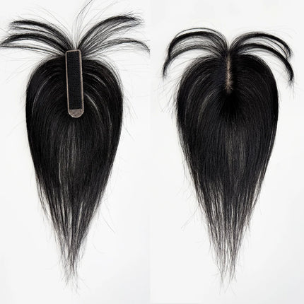 No Clip-in Real Human Hair Topper Weightless Black Air Bangs Cover Sparse Hair Seams Patches 2x9cm #3 Net Human Hair Pieces