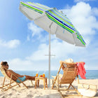 Ombrellone da Spiaggia Portatile 198cm con Protezione UV, Rivestimento Argentato, Perno Inclinabile, Ancoraggio per Sabbia, Palo in Alluminio, Pieghevole, Parasole da Giardino per Esterni