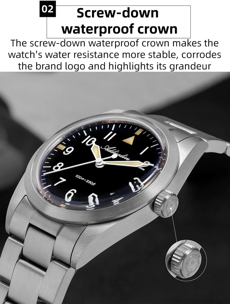 ADDIESDIVE 36mm Men's Luxury Watch VH31 Titanium Alloy  Watch Super Luminous 100m Waterproof Men's Luminous Quartz Watches