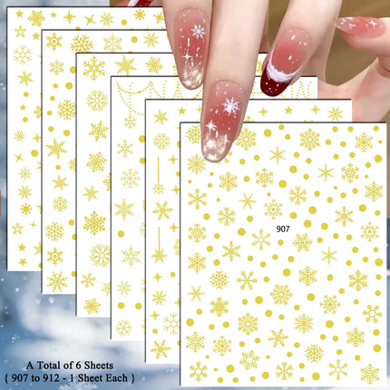 4 to 24 Sheets Xmas Snowflake Gold Silver Blue Holographic Self-Adhesive Winter Christmas Decor DIY Manicure Nail Art Stickers
