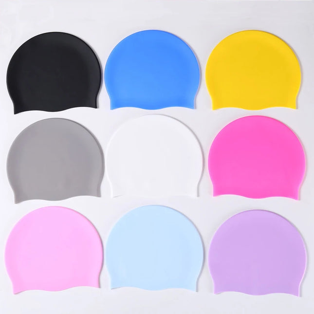 Silicone World Silicone Swimming Cap Men Women Long Hair Waterproof Color Sports High Elastic Adult Pool Hat Diving Hat