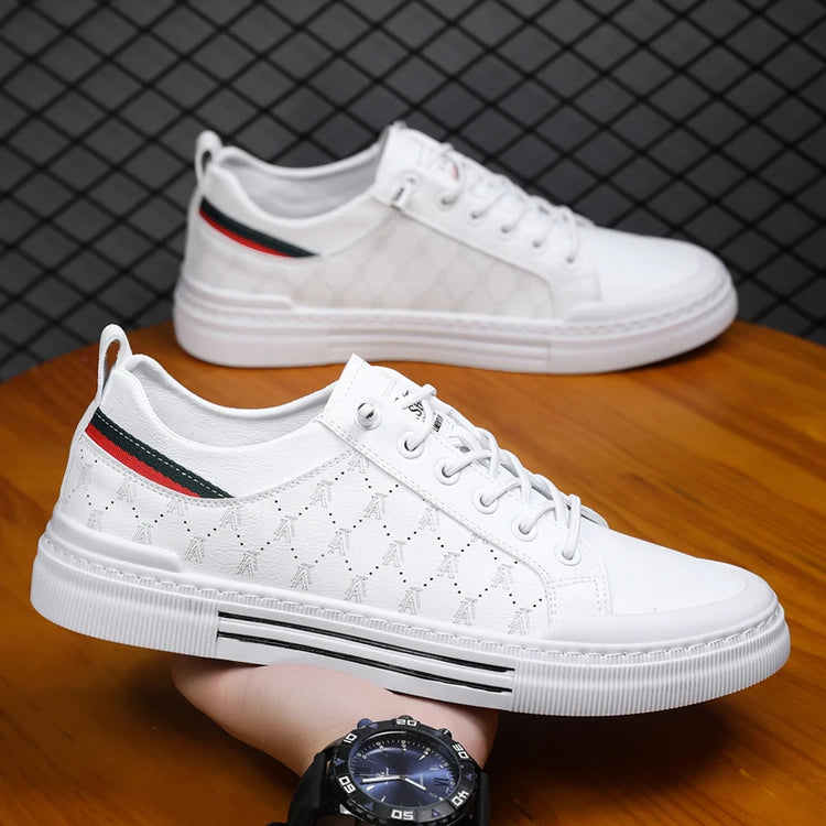 Men's lightweight skate shoes, everyday casual sneakers for men, colors: white and beige, sizes 39 to 46.