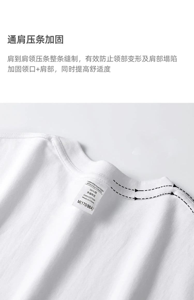 600G Heavy Cotton Short-sleeved T-shirt Men's and Women's Summer Loose Casual Trend Versatile Round Neck Half-sleeved Clothes PlatiNum