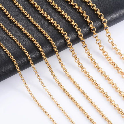 Yadreva Collana Rolo in acciaio inossidabile placcato oro Catena rotonda Cavo di dimensioni diverse Accessori per gioielli regalo fai da te PlatiNum
