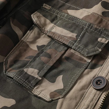 Vintage Style Men's Autumn Casual Jacket Tactical Camouflage Coat Stand Collar Outdoor Jacket Spring Outerwear