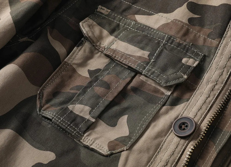 Vintage Style Men's Autumn Casual Jacket Tactical Camouflage Coat Stand Collar Outdoor Jacket Spring Outerwear