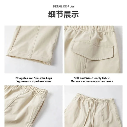 Metersbonwe Women's Cargo Jogger Pants Loose Fit Drawstring Elastic Waist Streetwear Casual Trousers Trendy Tapered Sweatpants