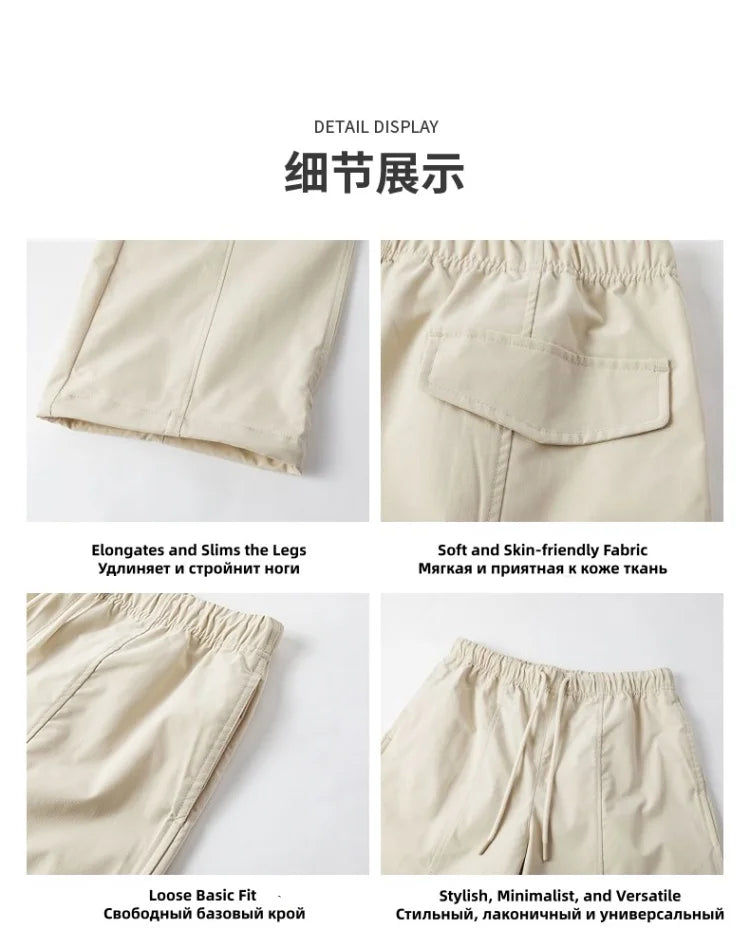 Metersbonwe Women's Cargo Jogger Pants Loose Fit Drawstring Elastic Waist Streetwear Casual Trousers Trendy Tapered Sweatpants