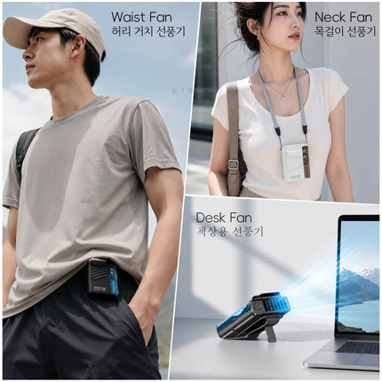 Nuovo Ventilatore Portatile da Cintura per Esterni 4000mAh USB, Mini Ventilatore Multifunzione con 5 Velocità e Display Digitale, Ricaricabile