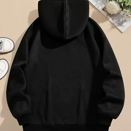 2025 Women'S Casual Skull and Roses Print Hooded Sweatshirt Warm Pullovers Casual Loose Sweatshirts Fashion Autumn Winter Hoodie
