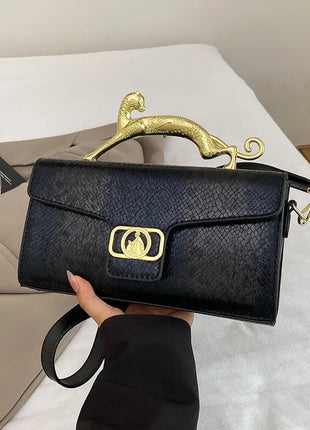 New Ladies Metal Buckle Simple Fashion Shoulder Bag Party Commuting Bag Women Luxury Brand Design PU Leather Bag PlatiNum