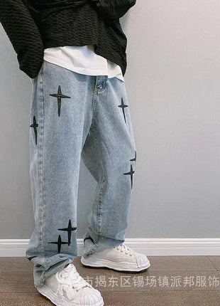 Jeans Men Wide Leg Cargo Pants Streetwear Baggy Men Korean Fashion Loose Straight Male Clothing Y2K Hip Hop Style Male Trousers PlatiNum