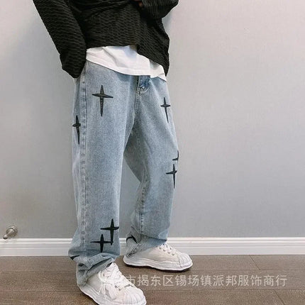 Jeans Men Wide Leg Cargo Pants Streetwear Baggy Men Korean Fashion Loose Straight Male Clothing Y2K Hip Hop Style Male Trousers PlatiNum
