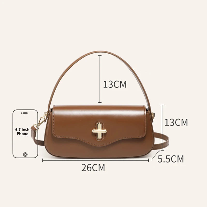 2025 New Genuine Leather Women's Bag Luxury Stick Bag Senior Designer Shoulder Bag Fashion Handbag Commuter
