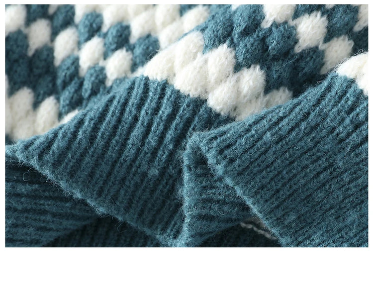 Winter Men's Loose Pullover Male Slim Fit Fashion Knitted Sweater Man Thick Warm Pull Homme Retro Stripe Sweaters
