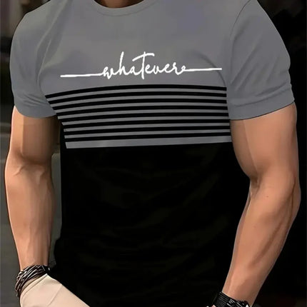 Oversized T-shirt Men's T-shirt Summer Fashion Casual Crew Neck Short Sleeve Top Striped Printed Men's T-shirt