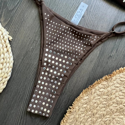 2025 Diamante Bikini Donne Sexy Costume Da Bagno A Fascia Biquini Push Up Costumi Da Bagno Femminile Lucido Costumi da Bagno Floreale Tuta Beachwear platinumshop