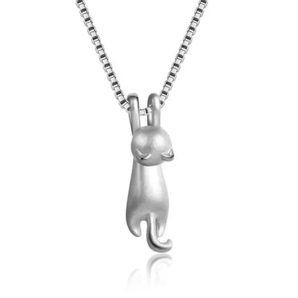Popular 925 Sterling Silver Jewelry Fashion Simple Animal Cute Kitty Clavicle Chain Pendant Cat Necklaces XL003 PlatiNum