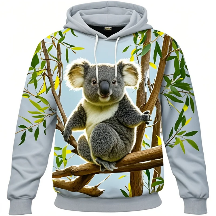 New Cute Koala 3D Print Sweatshirt For Men Women Casual Animal Graphics Pullovers Streetwear Casualfashion Long Sleeve Hoodie