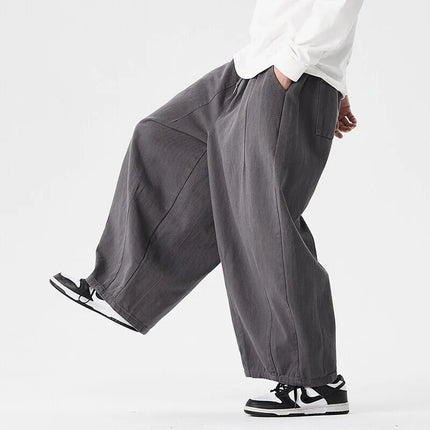 Pantaloni a gamba larga da uomo comodi da indossare Pantaloni casual Pantaloni Harun giapponesi Pantaloni sportivi con coulisse a lanterna da uomo Taglie forti