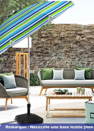 Ombrellone da Spiaggia Portatile 198cm con Protezione UV, Rivestimento Argentato, Perno Inclinabile, Ancoraggio per Sabbia, Palo in Alluminio, Pieghevole, Parasole da Giardino per Esterni