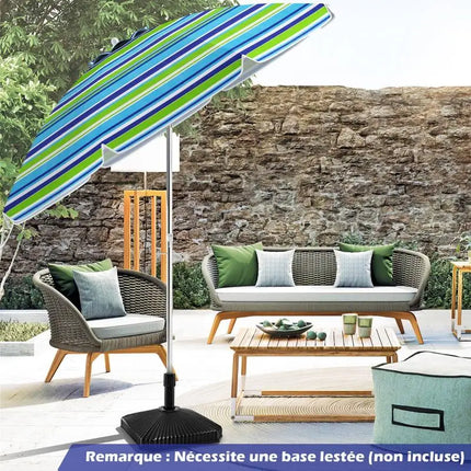 Ombrellone da Spiaggia Portatile 198cm con Protezione UV, Rivestimento Argentato, Perno Inclinabile, Ancoraggio per Sabbia, Palo in Alluminio, Pieghevole, Parasole da Giardino per Esterni