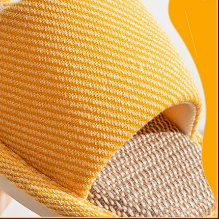 Pantofole in lino per la casa per coppie quattro stagioni Pantofole antiscivolo da pavimento per donna Uomo Camera da letto interna Infradito a punta aperta in lino quattro stagioni