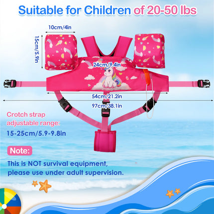 Kids Swim Vest Floaties for Children Arm Band Floaties with Adjustable Strap Swim Jacket Water Wing Pool Floating Learning Swimming