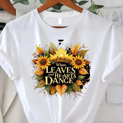 T-shirt confortable pour femme avec imprimé floral Harvest the Moments | T-shirt pour femme inspiré de l'automne