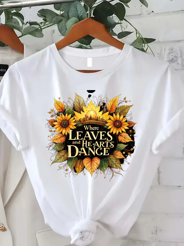 Comoda maglietta con stampa da donna T-shirt floreale Harvest the Moments |   Maglietta da donna ispirata all'autunno
