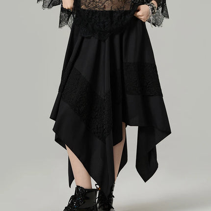 Gonna Steampunk gotica da donna Gonna irregolare in pizzo a contrasto vintage Gonna rinascimentale Costume cosplay