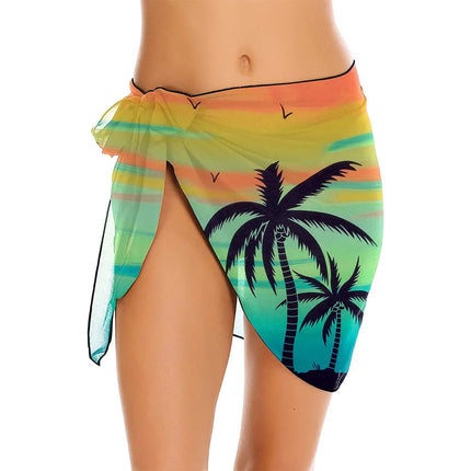 Costumi da bagno da donna sarong corti copricostume da spiaggia Bikini avvolgente gonna corta trasparente sciarpa in Chiffon coprispalle per costumi da bagno platinumshop