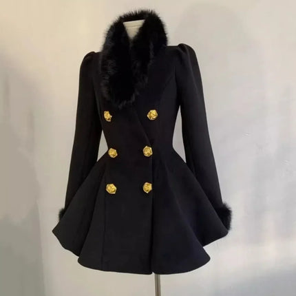 Neploe Elegant Small Fragrance Celebrity Loose Coat Moda Woolen Winter French Style Vintage Blends Slim Waist Mid-length Outwear