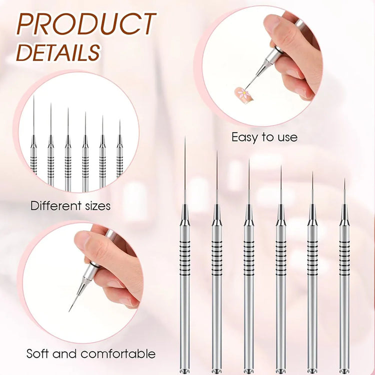 6 Size Nail Art Liner Brushes 5/7/9/11/20/25mm Painting Nail Art Brush Dotting Drawing Tool Long Lines Thin Details Manicure Pen