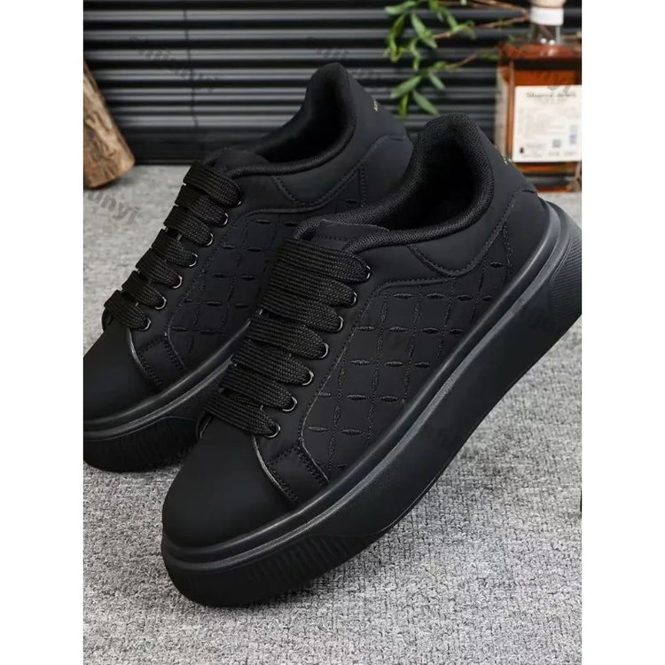 Fashion Concise Solid Flats 2026 Spring New Arrivals Men Casual Sport Shoes Increase Height Comfortable Platform Sneakers