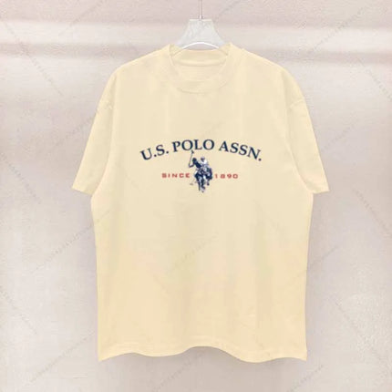 Men's Cotton T-Shirt Simple Style Polo Letter Graphic Print Casual Crew Neck Short Sleeve Men's Top Free Shipping