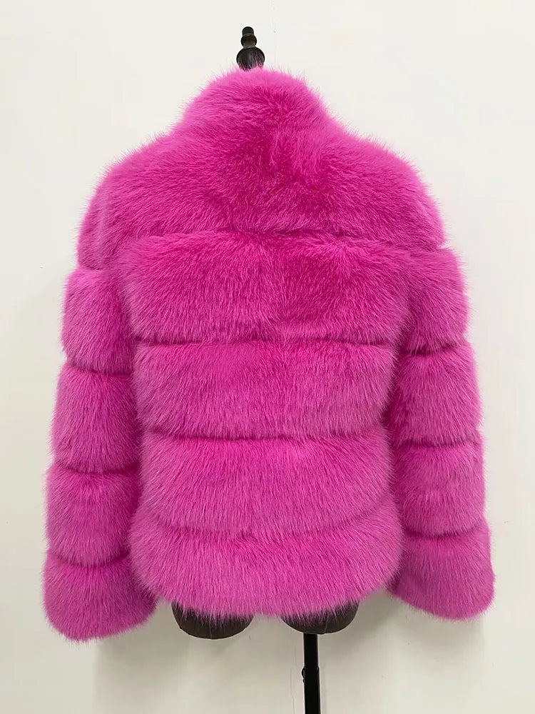 ZADORIN Fashion Thick Warm Winter Coat Woman Luxury Faux Fox Fur Coat Jackets Woman Stand Fur Collar Fake Fur Jacket Outerwears