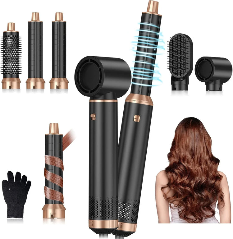 UKLISS 638 5‑In‑1 Hot Air Brush Set, Professional Hair Styling Tools, Multi‑Function Hair Dryer Curling Iron Straightener Kit For Curling, Drying, Straightening, Smoothing And Fluffy Hairstyle, For Home Professional Use
