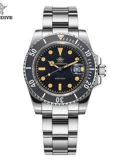ADDIESDIVE 41mm Mens Dive Watch 200M Water Resistant Vintage Super Luminous Ceramic Bezel Date Display 316L Steel Quartz Watch