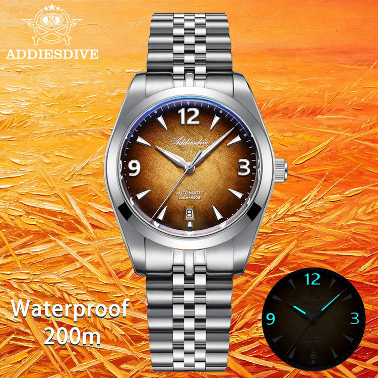 ADDIESDIVE Men's Automatic Mechanical Diving Watch 200M Waterproof Sapphire Crystal 316L Stainless Steel Japan 8215 Movement