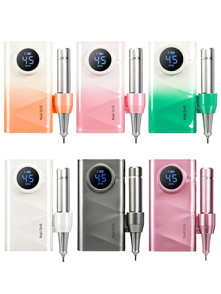Electric Nail Drill Machine, 45000RPM Professional Nail File Cordless Rechargeable Nail Efile Battery 4500Mah For  Acrylic Gel Nails, Manicure Pedicure Polishing Shape Tools for Salon Home Use- Nail Drill For All Festvial Gif