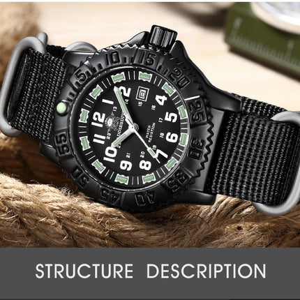 ADDIESDIVE Luxury Men Watch Luminous Dial 50m Water Resistance Date Display Outdoor Casual Men's Quartz Men Watch Nylon Strap