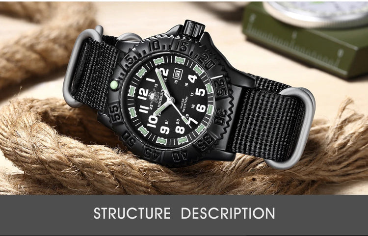 ADDIESDIVE Luxury Men Watch Luminous Dial 50m Water Resistance Date Display Outdoor Casual Men's Quartz Men Watch Nylon Strap