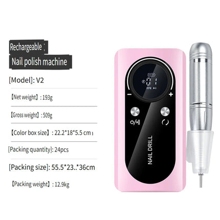 Wireless Portable Rechargeable Electric Nail Polishing Machine New Cordless Nail Surface Polisher Gel Nail Remover Professional Home Salon Manicure Pedicure Care Tool For DIY Nail Art Design