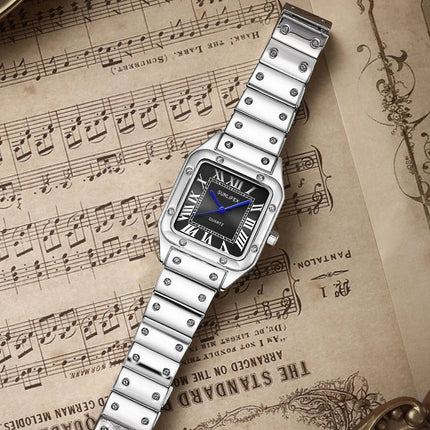 Orologi da donna quadrati Orologio da donna al quarzo Orologio da polso femminile Cinturino in bambù in acciaio inossidabile Orologio da donna casual Orologio Relogio Feminino platinumshop