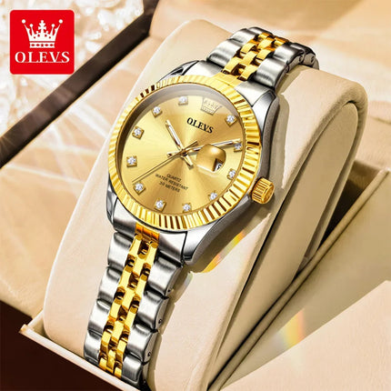 OLEVS Orologio da donna Nuovo orologio al quarzo 3705 Orologio da donna con data luminosa impermeabile in acciaio inossidabile Reloj platinumshop