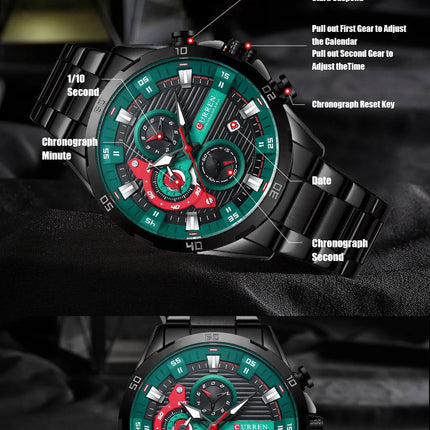 CURREN 8402 Orologio da uomo in acciaio inossidabile Moda creativa Quadrante luminoso con cronografo Orologio da uomo di lusso per il tempo libero reloj hombre platinumshop