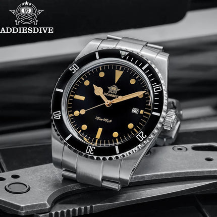 ADDIESDIVE 39mm Men's Analog Quartz Watch Ceramic Bezel K1 Domed Glass 200m Water Resistance C3 Super Luminous  Men's Dive Watch